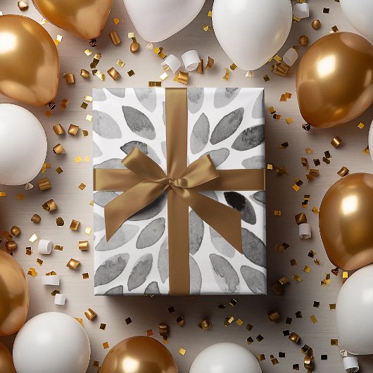 水彩ブラシストローク – 白黒 ラッピングペーパーシート