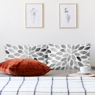 水彩ブラシストローク – 白黒 枕カバー