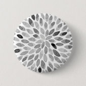 水彩ブラシストローク – 白黒 缶バッジ (正面)