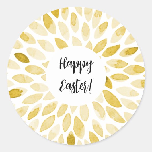 水彩ブラシストローク – 黄色のイースターシール ラウンドシール (正面)