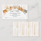 水彩ブラシフォレストベビーアニマルズオムツラッフル エンクロージャーカード (正面/裏面)