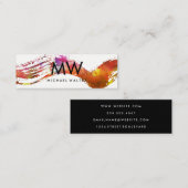 水彩ブラシ付きモダンモノグラム スキニー名刺 (正面/裏面)