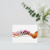 水彩ブラシ付きモダンモノグラム 名刺 (スタンド正面)