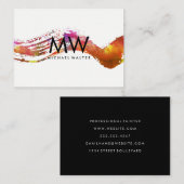 水彩ブラシ付きモダンモノグラム 名刺 (正面/裏面)