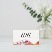 水彩ブラシ付きモダンモノグラム 名刺 (スタンド正面)