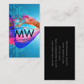 水彩ブラシ付き未来的な背景 名刺 (正面/裏面)