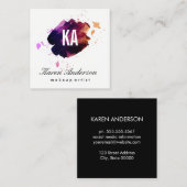 水彩ブラシ/モノグラム スクエア名刺 (正面/裏面)