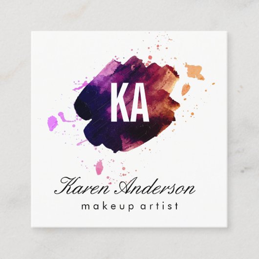 水彩ブラシ/モノグラム スクエア名刺 (正面)