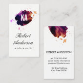 水彩ブラシ/モノグラム 名刺 (正面/裏面)