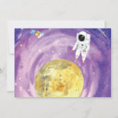 水彩ブラストオフ宇宙誕生日招待状 招待状 (裏面)