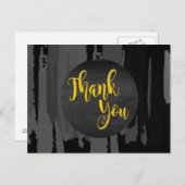 水彩ブラックと金ゴールドありがとう抽象芸術 ポストカード (正面/裏面)