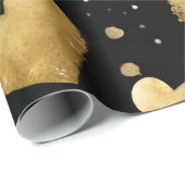 水彩ブラックと金ゴールドインクヴァレンティーンハート ラッピングペーパー (ロールコーナー)