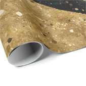 水彩ブラックと金ゴールドインクヴァレンティーンハート ラッピングペーパー (ロールコーナー)