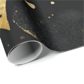 水彩ブラックと金ゴールドインクヴァレンティーンハート ラッピングペーパー (ロールコーナー)