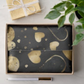 水彩ブラックと金ゴールドインクヴァレンティーンハート 薄葉紙 (ギフト)