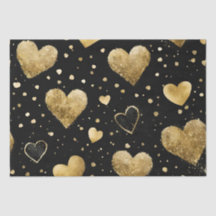 水彩ブラックと金ゴールドインクヴァレンティーンハート