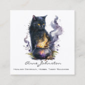 水彩ブラックウィッチズキャットスクエアビジネスカード スクエア名刺 (正面)