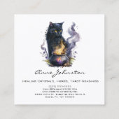 水彩ブラックウィッチズキャットスクエアビジネスカード スクエア名刺 (裏面)