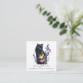 水彩ブラックウィッチズキャットスクエアビジネスカード スクエア名刺 (スタンド正面)
