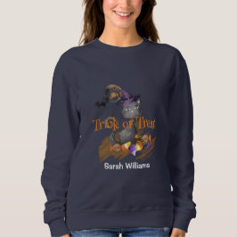 水彩ブラックキャットトリックまたはトリート スウェットシャツ