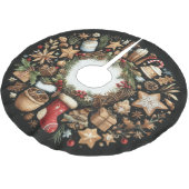 水彩ブラッククリスマスモテ素朴ィフスホリデー ブラッシュドポリエステルツリースカート (アングル)