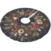 水彩ブラッククリスマスモテ素朴ィフスホリデー ブラッシュドポリエステルツリースカート (アングル)