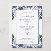 水彩ブラックグレーホワイトワイルドフラワー結婚ズ | 招待状 (正面)