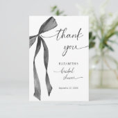 水彩ブラックコケット ボウ ブライダルシャワー サンキューカード (スタンド正面)