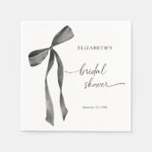 水彩ブラックコケット ボウ ブライダルシャワー スタンダードカクテルナプキン (正面)