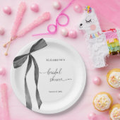 水彩ブラックコケット ボウ ブライダルシャワー ペーパープレート (パーティー)