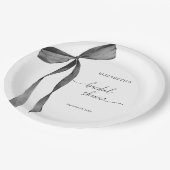 水彩ブラックコケット ボウ ブライダルシャワー ペーパープレート (アングル)