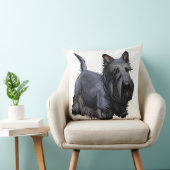 水彩ブラックスコティッシュテリア犬 クッション (椅子)