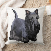 水彩ブラックスコティッシュテリア犬 クッション (ブランケット)