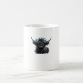 水彩ブラックハイランドクラシック牛Tシャツ コーヒーマグカップ (中央)