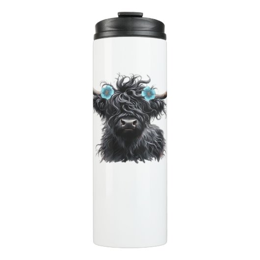 水彩ブラックハイランドクラシック牛Tシャツ タンブラー (正面)