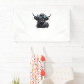 水彩ブラックハイランドクラシック牛Tシャツ 横断幕 (インサイチュ)