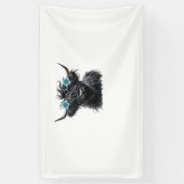 水彩ブラックハイランドクラシック牛Tシャツ 横断幕 (縦)