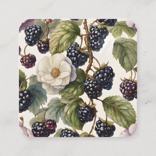 水彩ブラックベリーとクリームフローラ エンクロージャーカード (裏面)