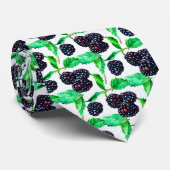 水彩ブラックベリー果実パターン ネクタイ (ロール)