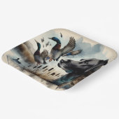 水彩ブラックラブラドールとアヒル ペーパープレート (傾斜あり)