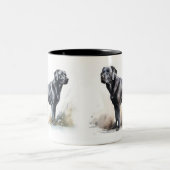 水彩ブラックラブラドールレトリバー ツートーンマグカップ (中央)