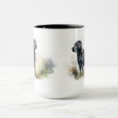 水彩ブラックラブラドールレトリバー マグカップ (中央)