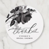 水彩ブラックローズ ブライダルシャワー 感謝 フェイバータグ (裏面)