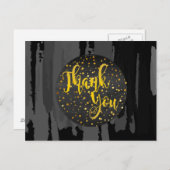 水彩ブラック金ゴールドありがとう抽象芸術 ポストカード (正面/裏面)