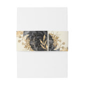 水彩ブラック金ゴールドバラ結婚ズ 招待状ベリーバンド (裏面例)