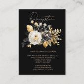 水彩ブラック金ゴールドフローラ披露宴 エンクロージャーカード (正面)