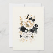 水彩ブラック金ゴールド結婚フローラ 招待状 (裏面)