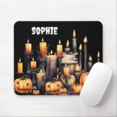 水彩ブラック&オレンジハロウィーンキャンドル マウスパッド (マウス)