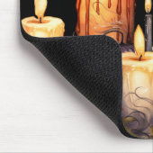 水彩ブラック&オレンジハロウィーンキャンドル マウスパッド (コーナー)