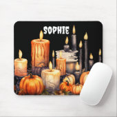 水彩ブラック&オレンジハロウィーンキャンドル マウスパッド (マウス)